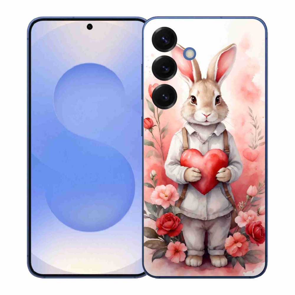 Gélový kryt mmCase na Samsung Galaxy S26+ - zajac so srdiečkom