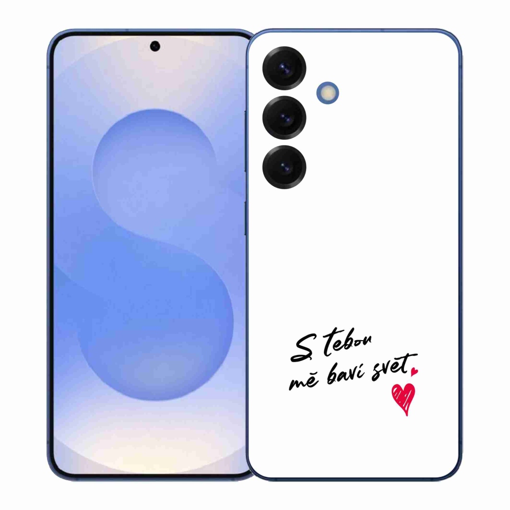 Gélový kryt mmCase na Samsung Galaxy S26+ - zamilovaný text 1 biele pozadie