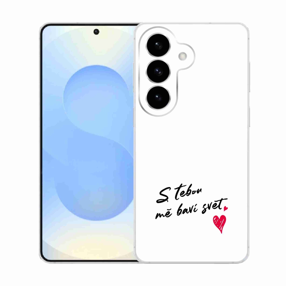 Gélový kryt mmCase na Samsung Galaxy S26 - zamilovaný text 1 biele pozadie