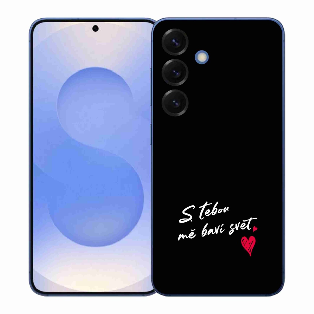 Gélový kryt mmCase na Samsung Galaxy S26+ - zamilovaný text 1 čierne pozadie