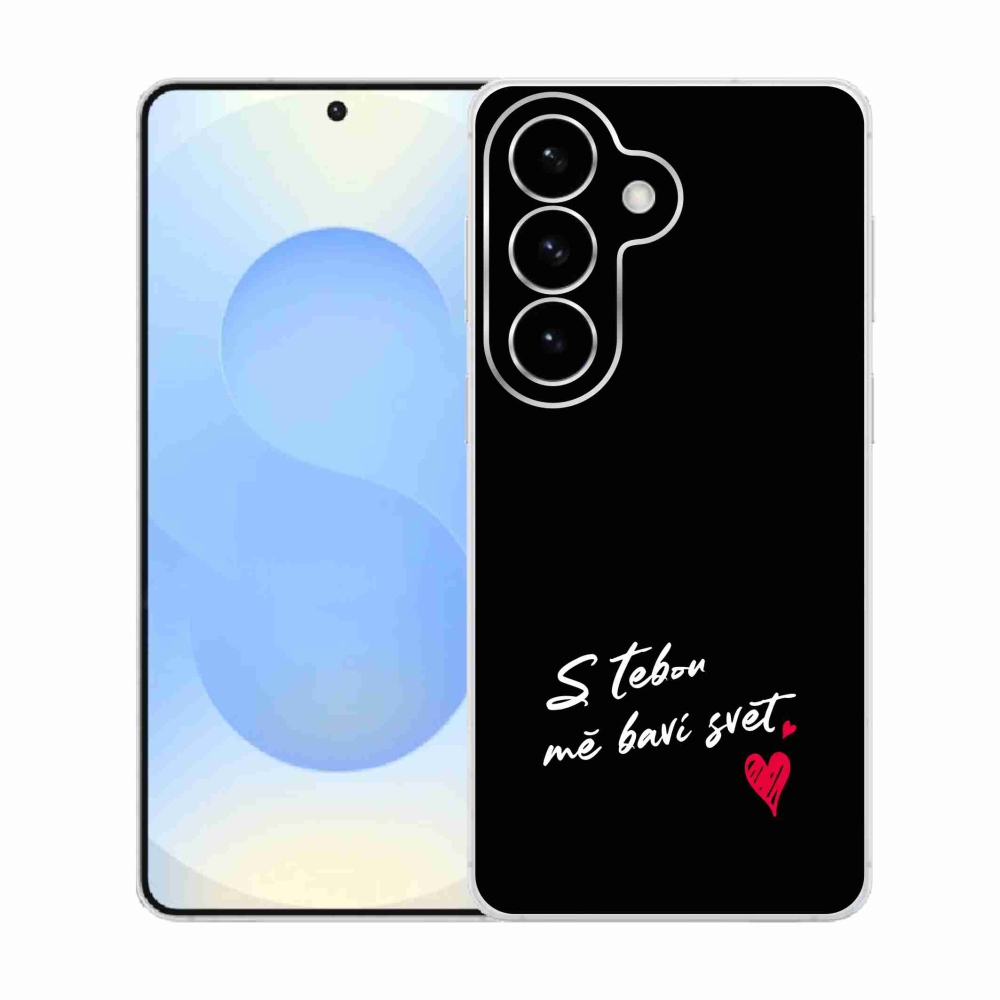 Gélový kryt mmCase na Samsung Galaxy S26 - zamilovaný text 1 čierne pozadie