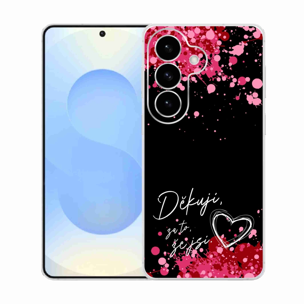 Gélový kryt mmCase na Samsung Galaxy S26 - zamilovaný text 2 čierne pozadie