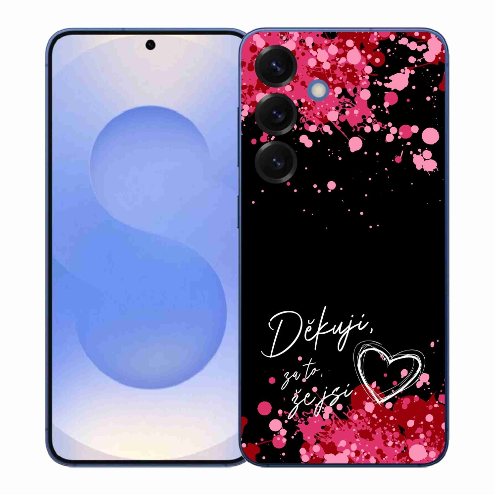 Gélový kryt mmCase na Samsung Galaxy S26+ - zamilovaný text 2 čierne pozadie