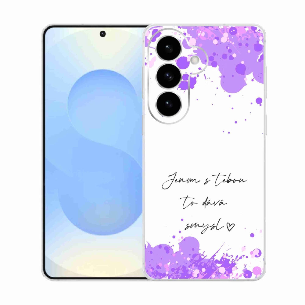 Gélový kryt mmCase na Samsung Galaxy S26 - zamilovaný text biele pozadie