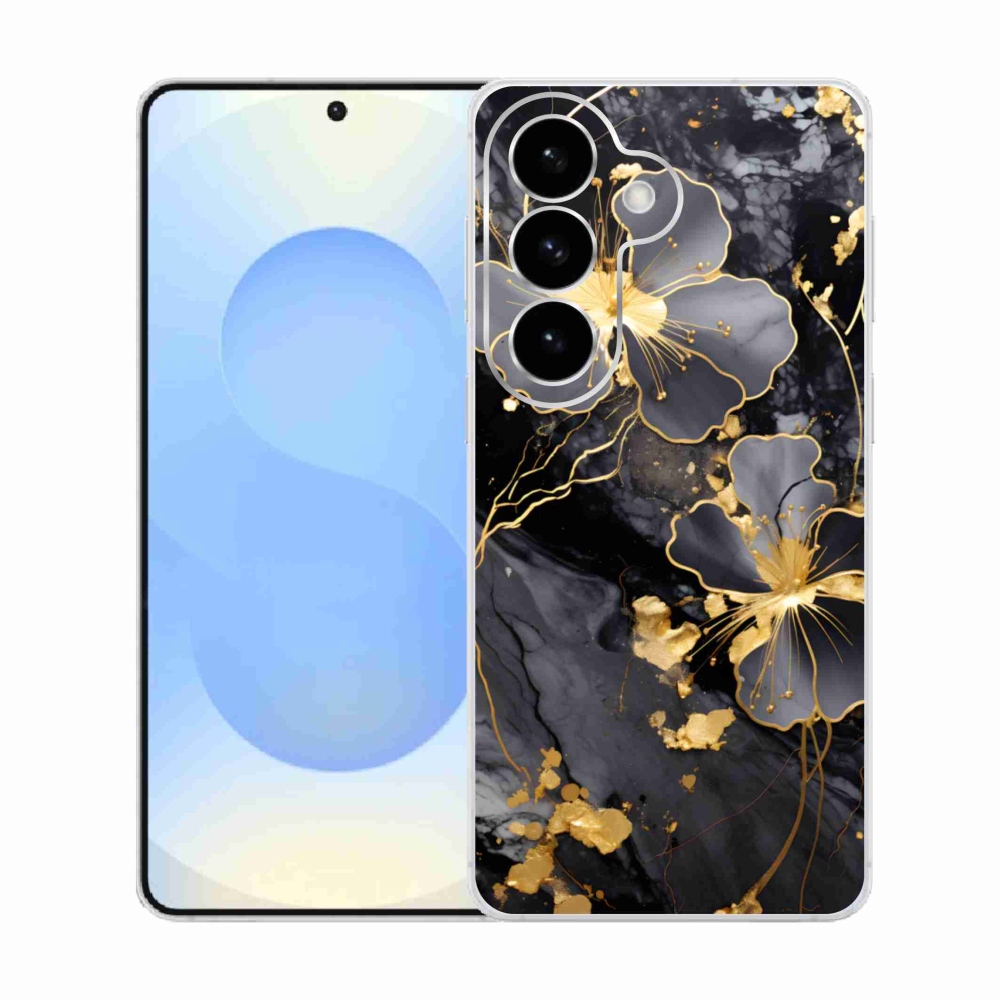 Gélový kryt mmCase na Samsung Galaxy S26 - zlaté kvety