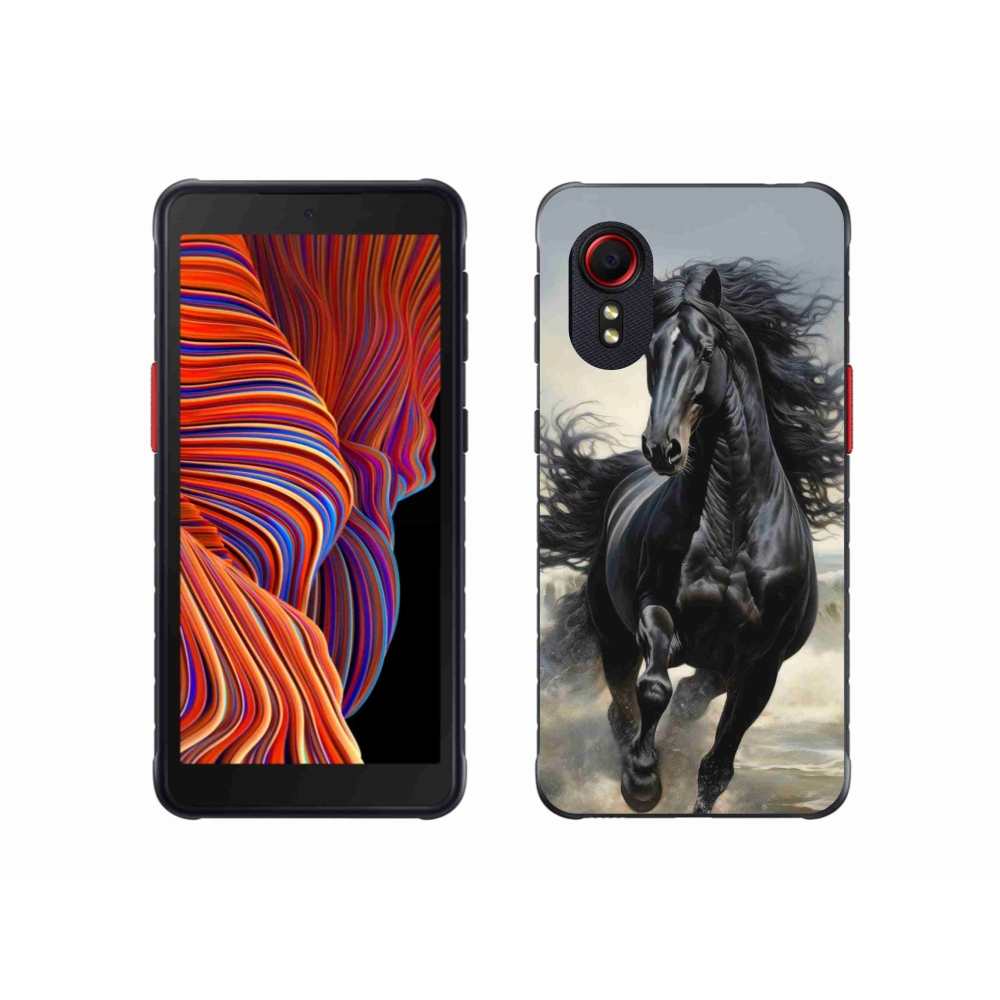 Gélový kryt mmCase na Samsung Galaxy Xcover 5 - bežiaci čierny kôň