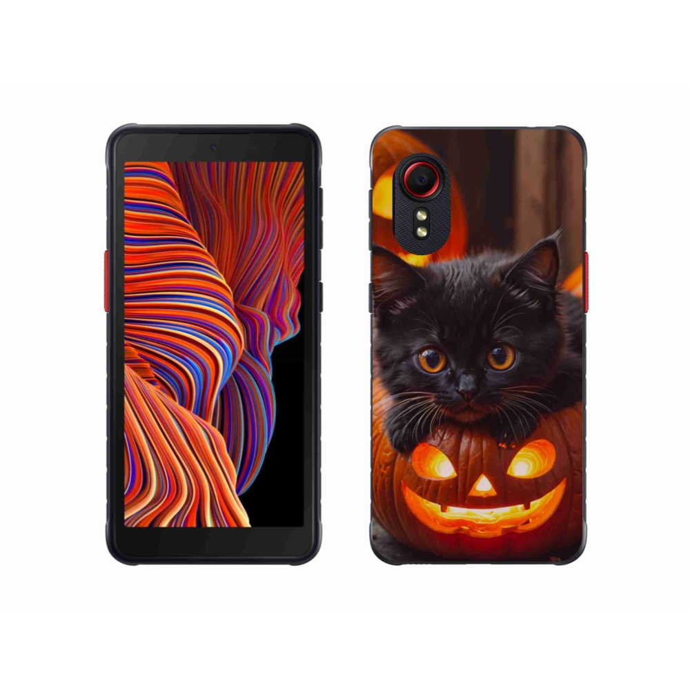 Gélový kryt mmCase na Samsung Galaxy Xcover 5 - mačiatko a tekvica