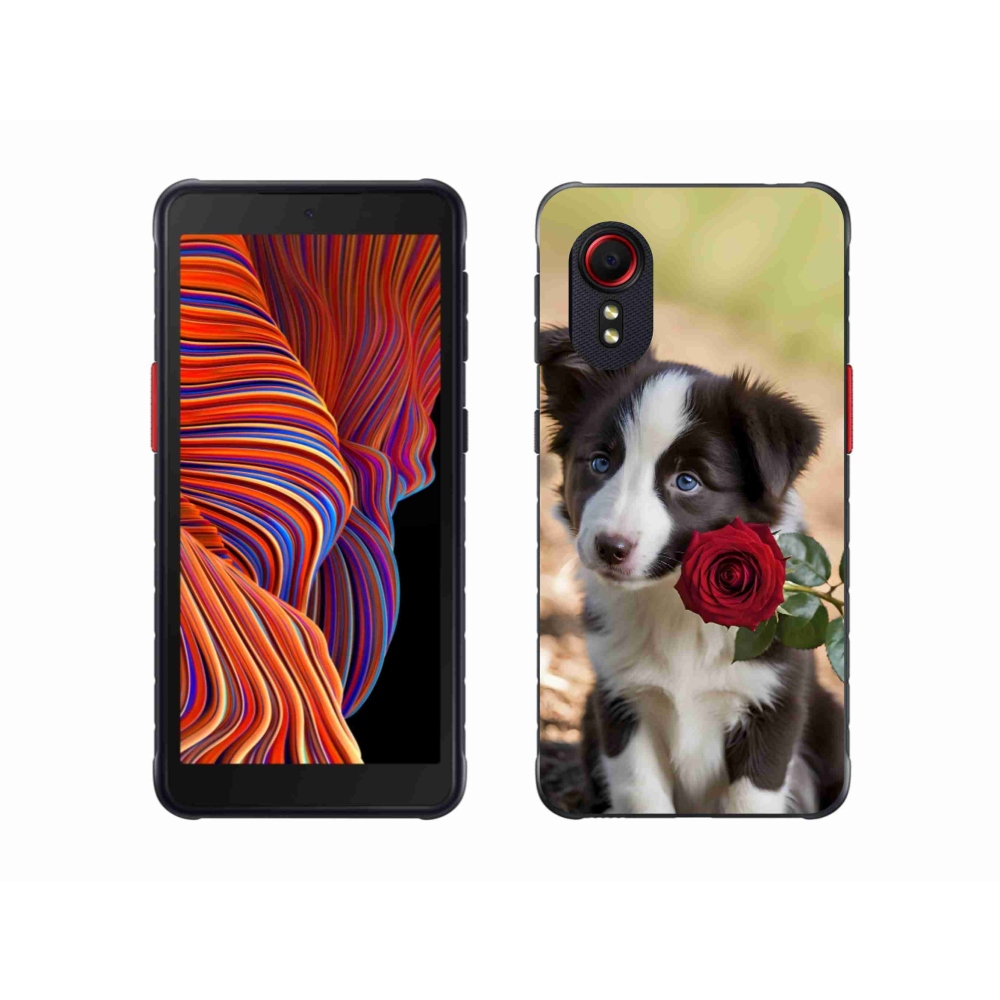 Gélový kryt mmCase na Samsung Galaxy Xcover 5 - roztomilá border kólia s ružou