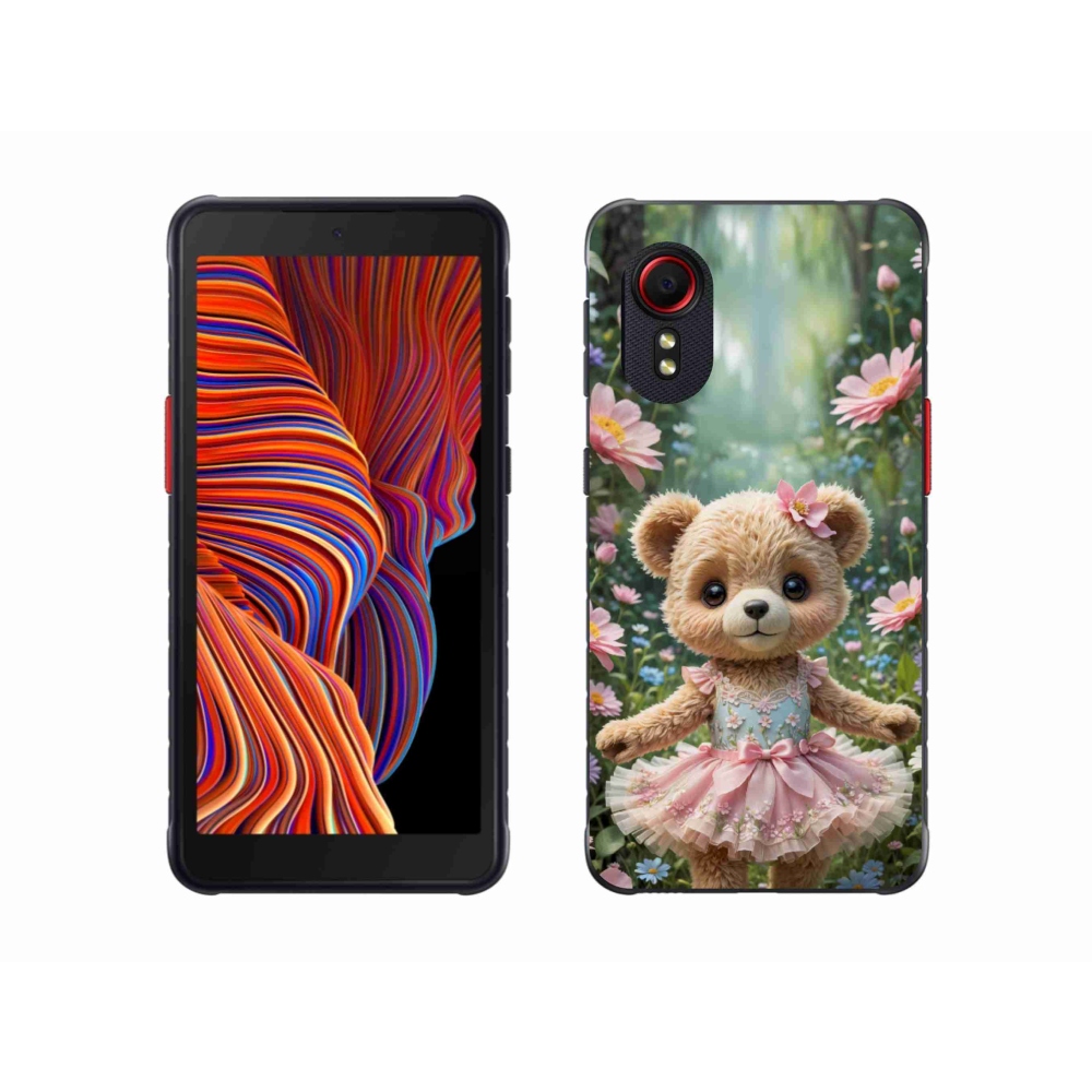 Gélový kryt mmCase na Samsung Galaxy Xcover 5 - roztomilý medvedík v kvetoch