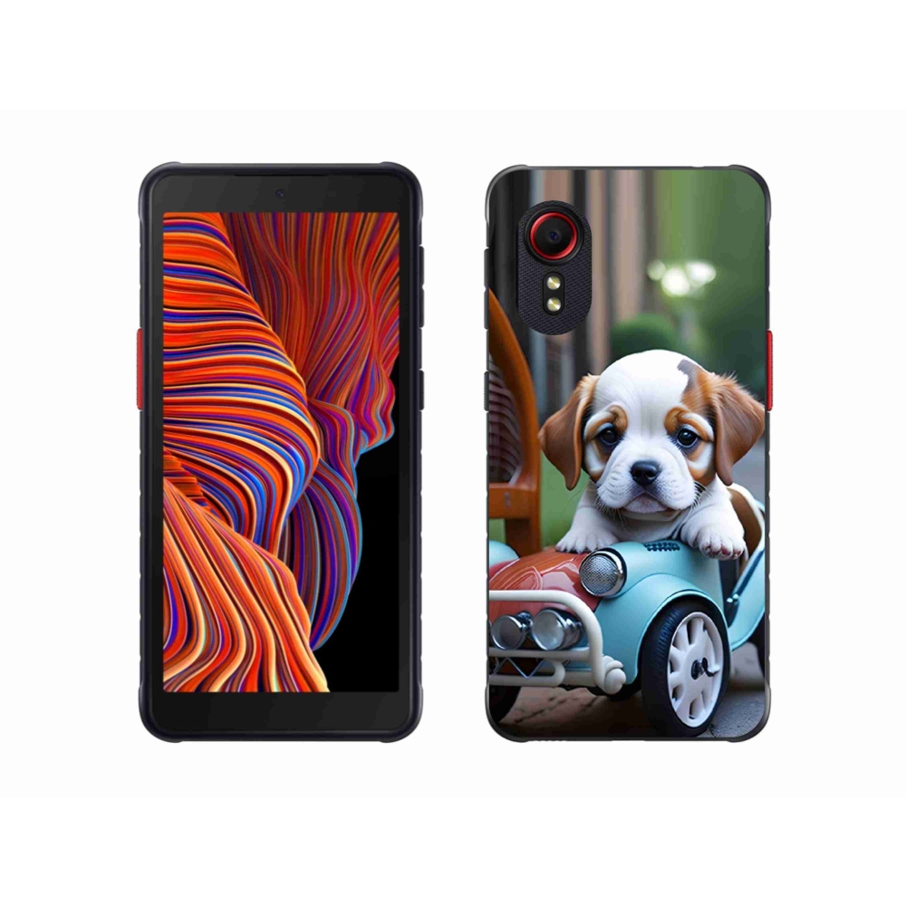 Gélový kryt mmCase na Samsung Galaxy Xcover 5 - šteňa v retro aute
