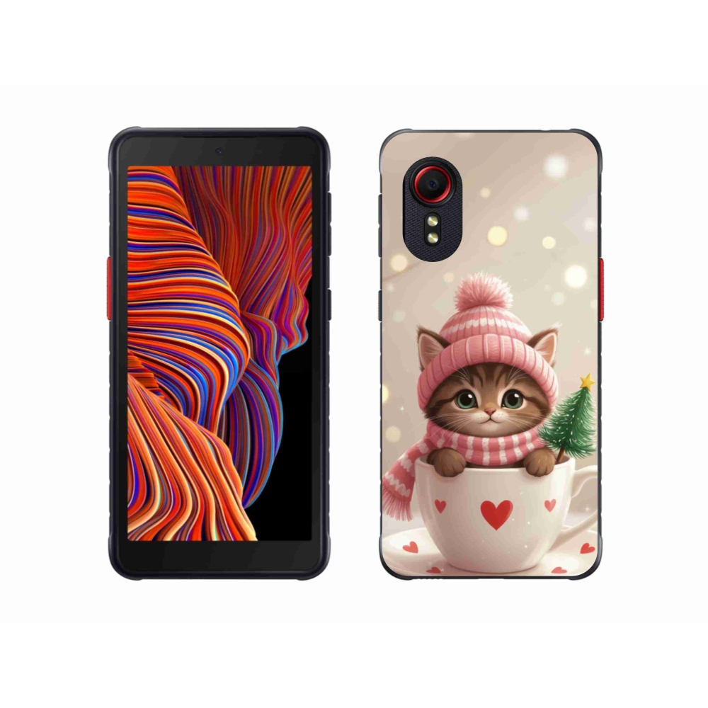 Gélový kryt mmCase na Samsung Galaxy Xcover 5 - vianočné mačiatko v hrnčeku