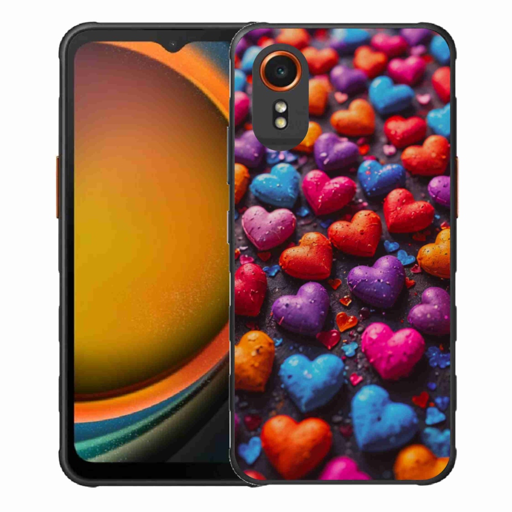 Gélový kryt mmCase na Samsung Galaxy Xcover 7 - farebné srdcia