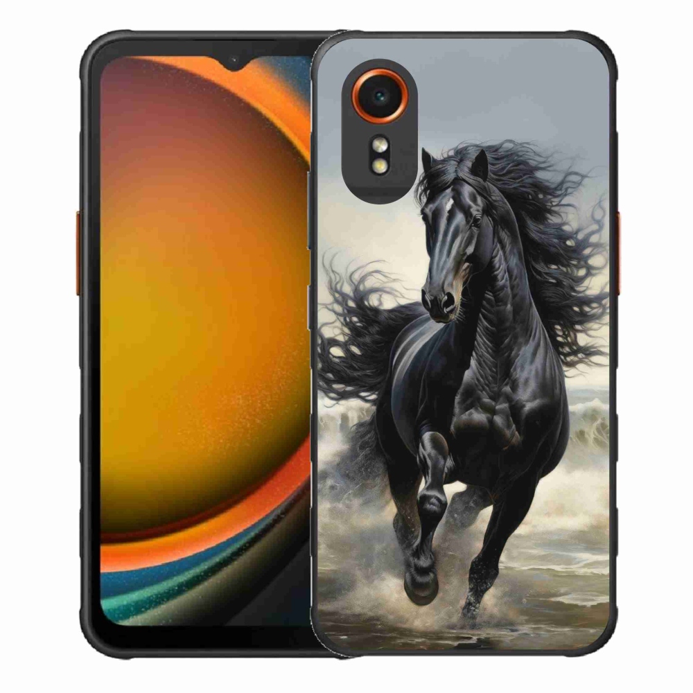 Gélový kryt mmCase na Samsung Galaxy Xcover 7 - bežiaci čierny kôň