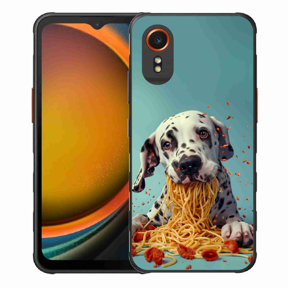 Gélový kryt mmCase na Samsung Galaxy Xcover 7 - dalmatín a špagety