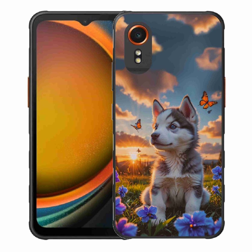 Gélový kryt mmCase na Samsung Galaxy Xcover 7 - husky pri západe slnka