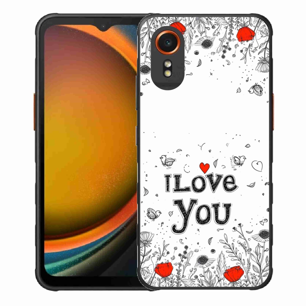 Gélový kryt mmCase na Samsung Galaxy Xcover 7 - I love you biele pozadie