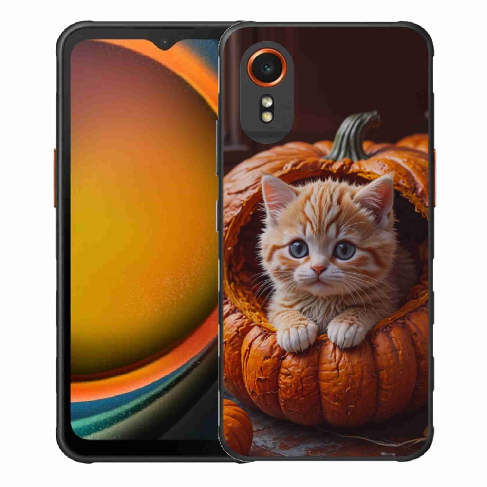 Gélový kryt mmCase na Samsung Galaxy Xcover 7 - mačiatko a tekvica 2