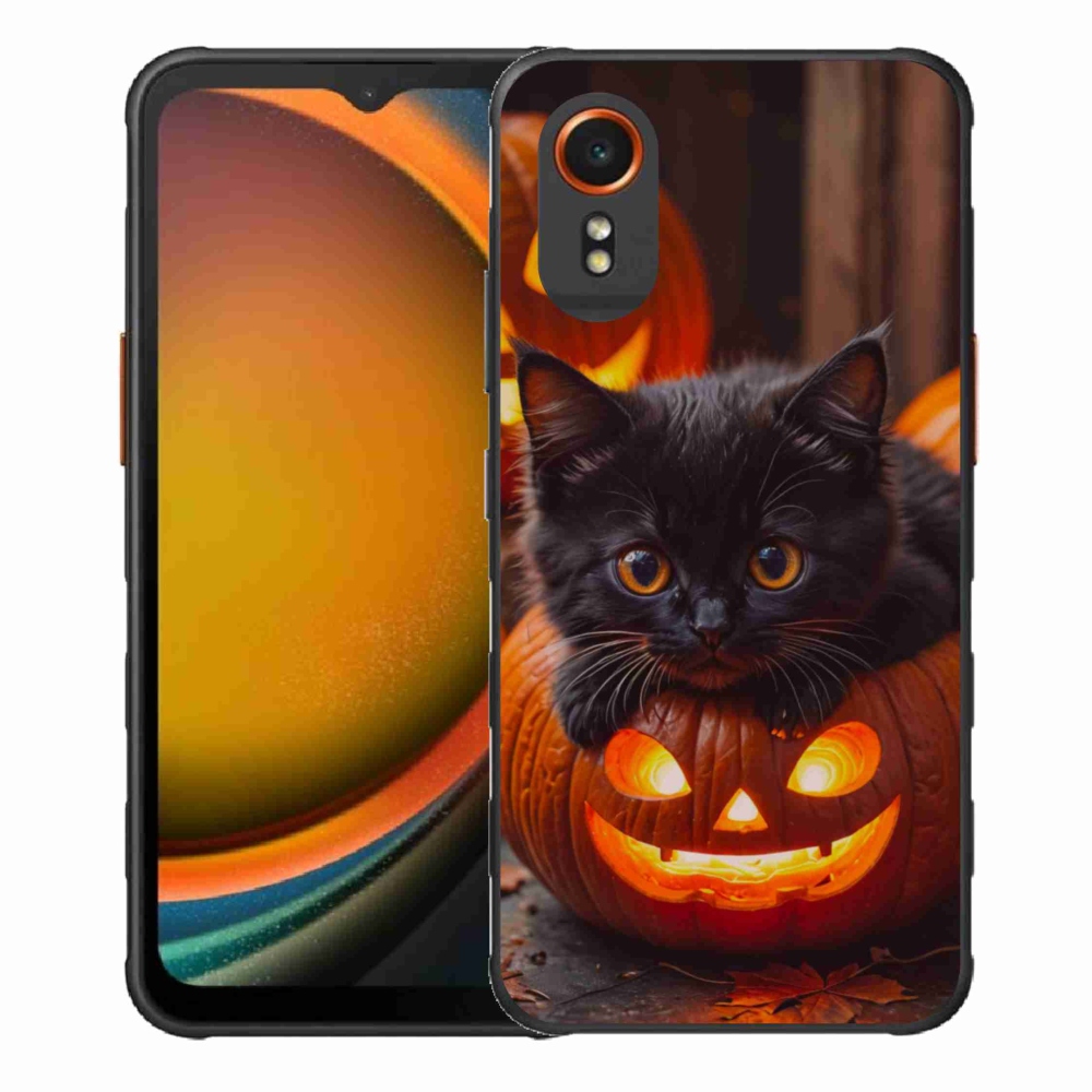 Gélový kryt mmCase na Samsung Galaxy Xcover 7 - mačiatko a tekvica