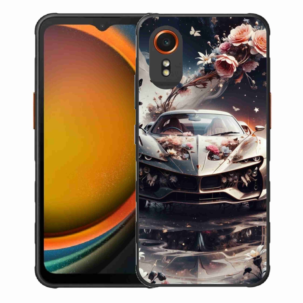 Gélový kryt mmCase na Samsung Galaxy Xcover 7 - kvetinový športový automobil