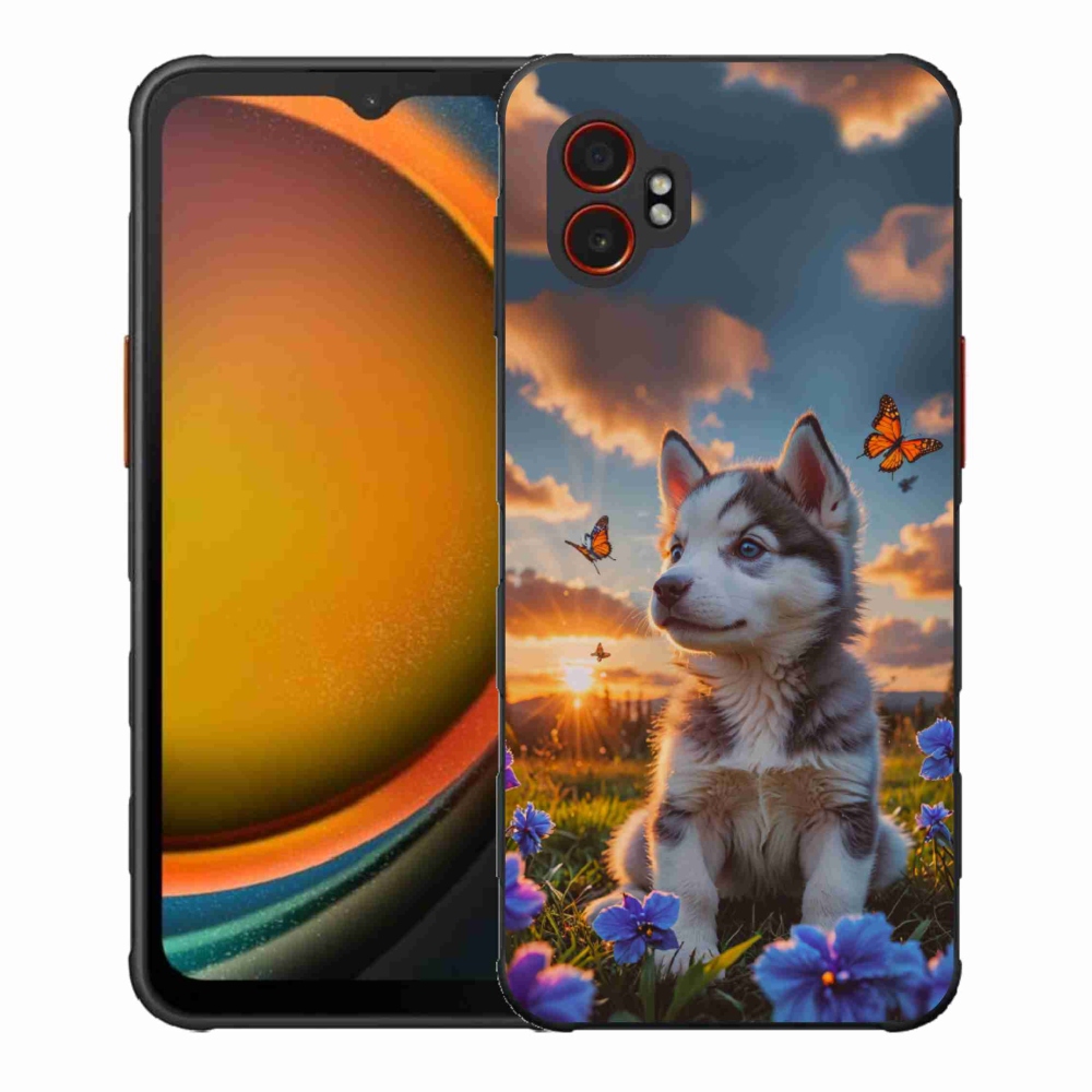 Gélový kryt mmCase na Samsung Galaxy Xcover 7 Pro - husky pri západe slnka