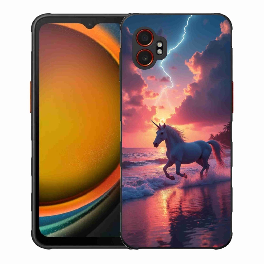 Gélový kryt mmCase na Samsung Galaxy Xcover 7 Pro - jednorožec na pláži