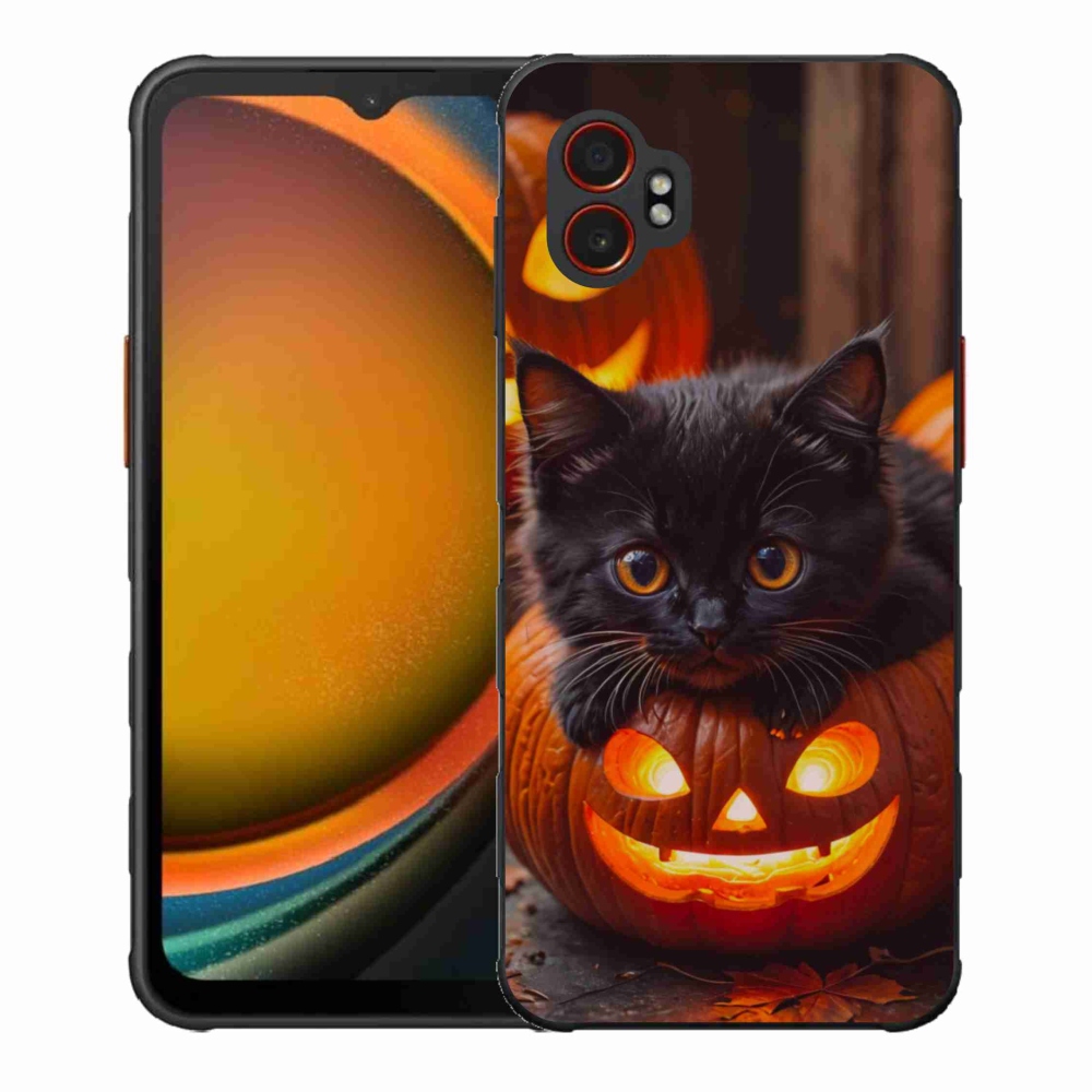 Gélový kryt mmCase na Samsung Galaxy Xcover 7 Pro - mačiatko a tekvica