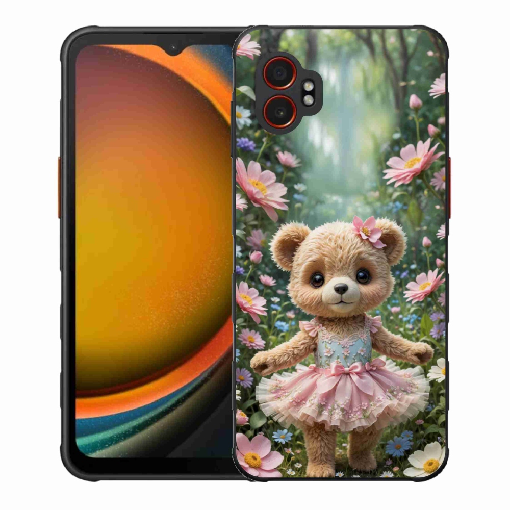 Gélový kryt mmCase na Samsung Galaxy Xcover 7 Pro - roztomilý medvedík v kvetoch