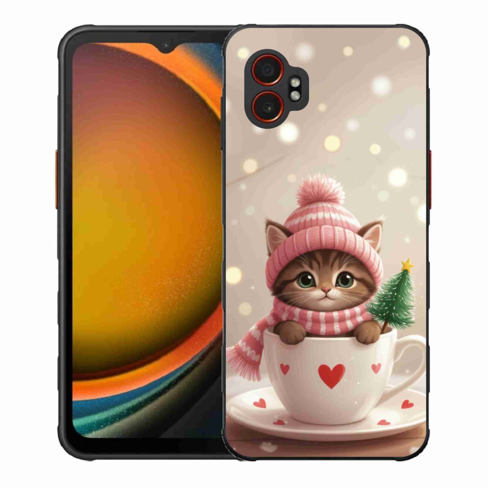 Gélový kryt mmCase na Samsung Galaxy Xcover 7 Pro - vianočné mačiatko v hrnčeku