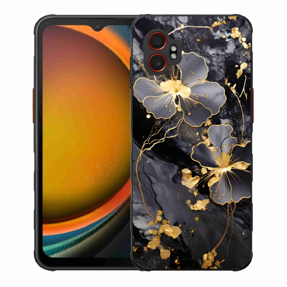 Gélový kryt mmCase na Samsung Galaxy Xcover 7 Pro - zlaté kvety