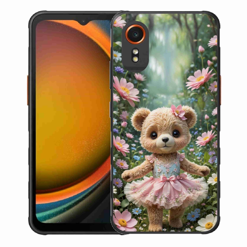 Gélový kryt mmCase na Samsung Galaxy Xcover 7 - roztomilý medvedík v kvetoch