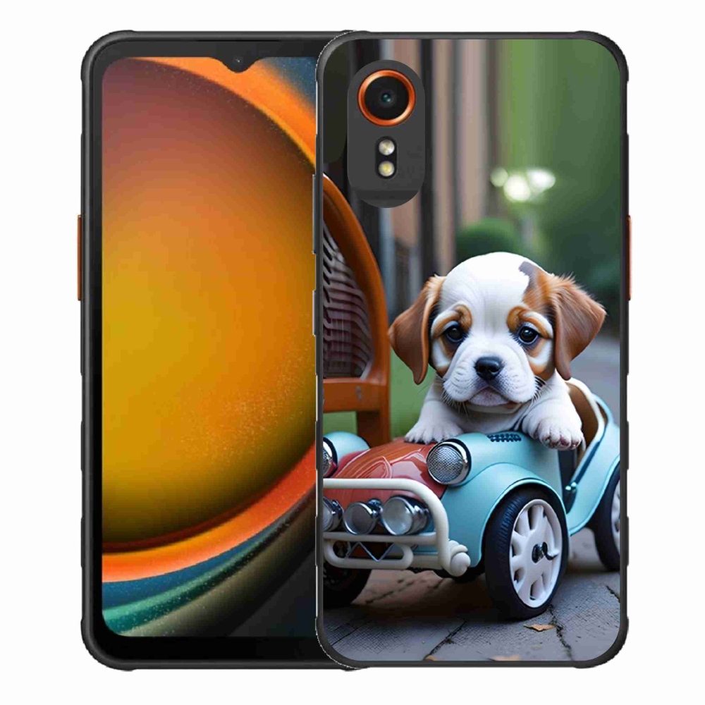 Gélový kryt mmCase na Samsung Galaxy Xcover 7 - šteňa v retro aute