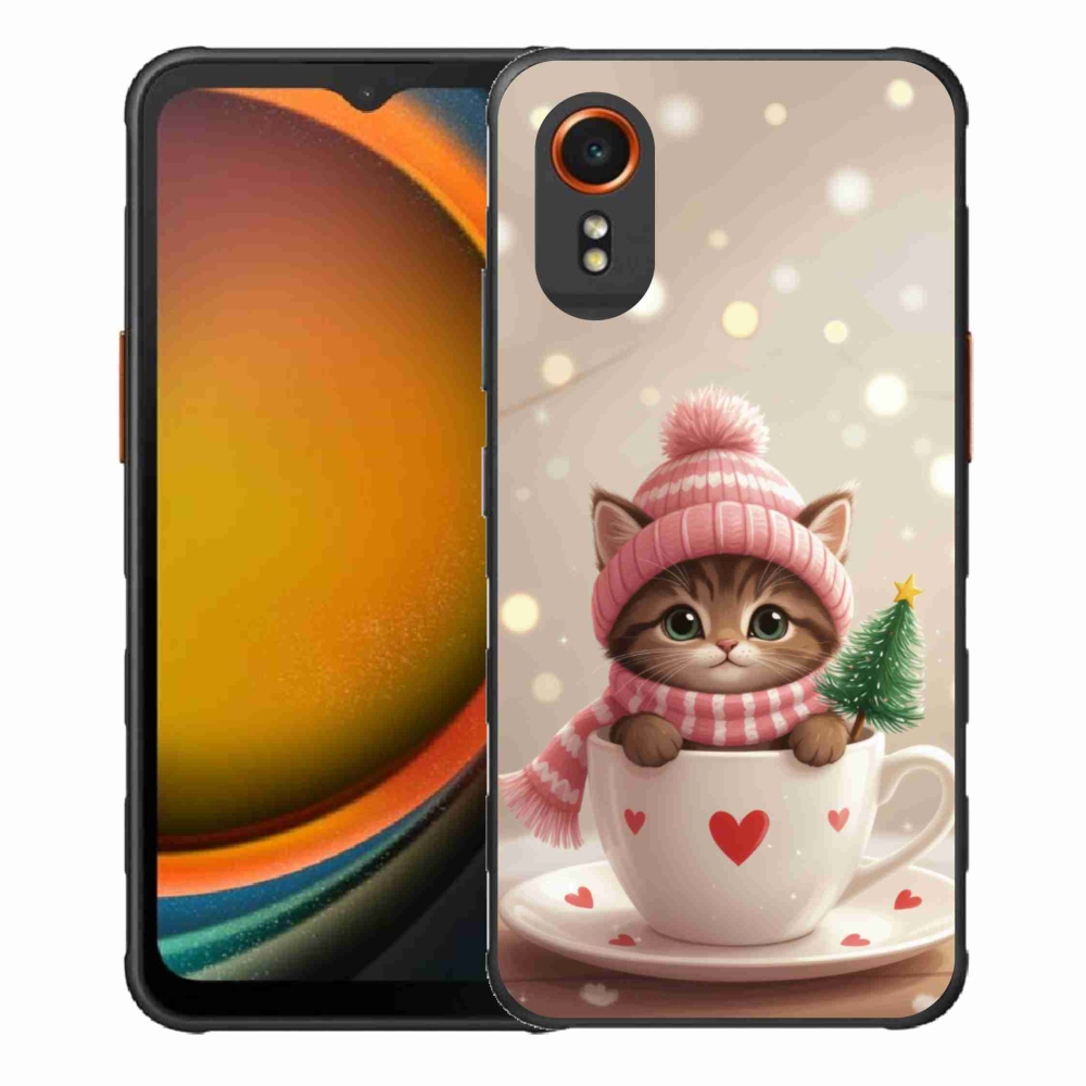 Gélový kryt mmCase na Samsung Galaxy Xcover 7 - vianočné mačiatko v hrnčeku