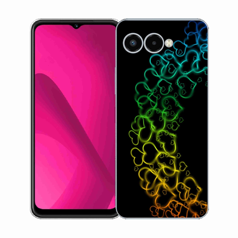 Gélový kryt mmCase na T-Mobile T Phone 3 - farebné srdiečka