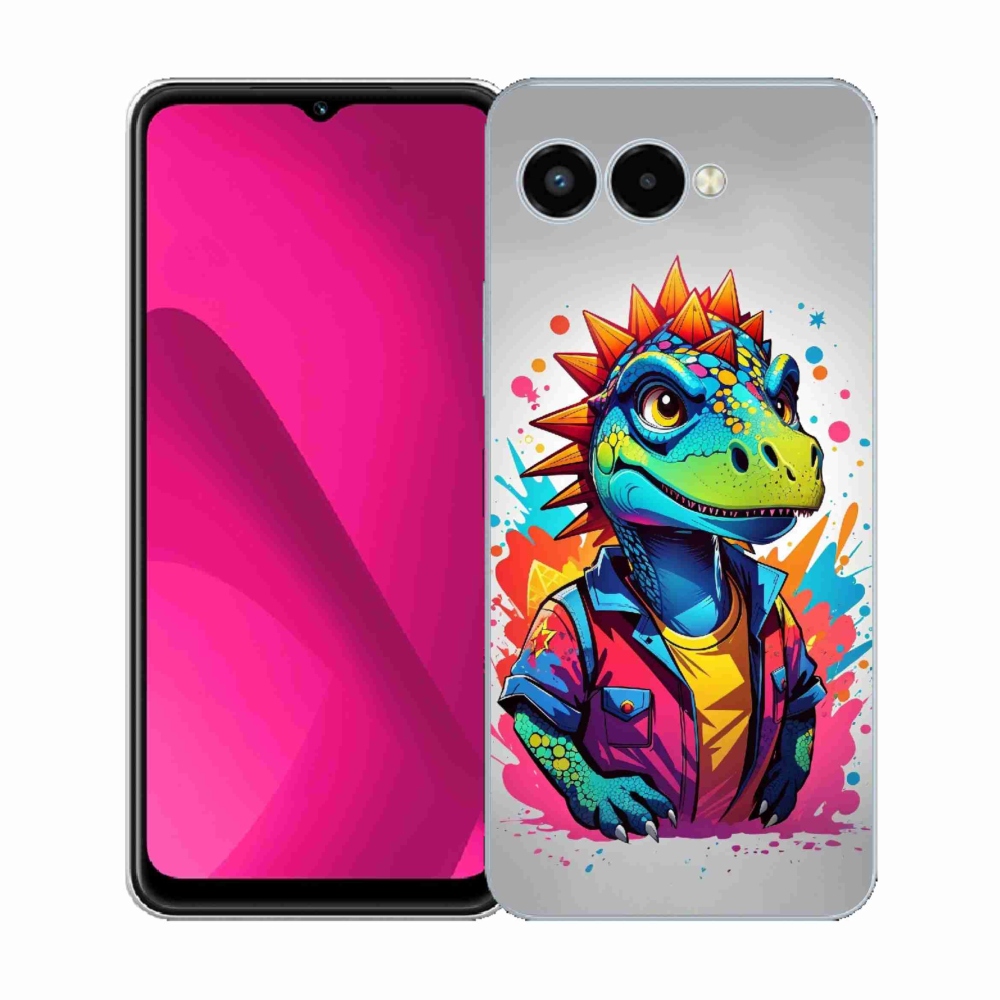 Gélový kryt mmCase na T-Mobile T Phone 3 - farebný dinosaurus