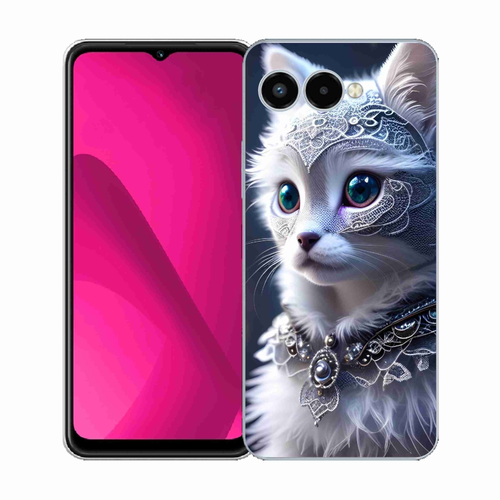 Gélový kryt mmCase na T-Mobile T Phone 3 - biela mačka