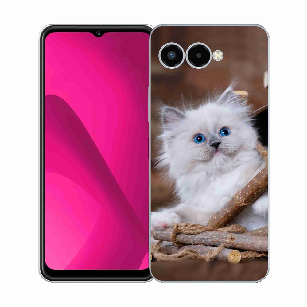 Gélový kryt mmCase na T-Mobile T Phone 3 - biele mačiatko