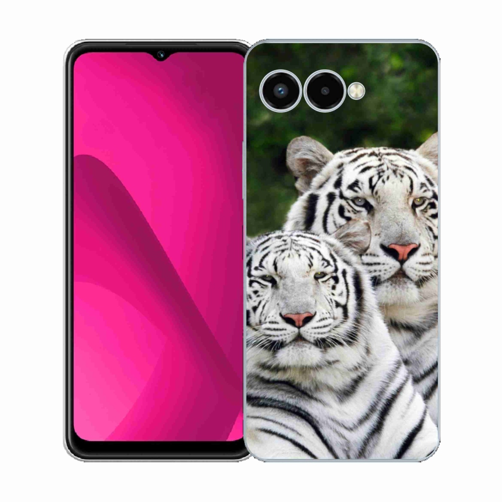Gélový kryt mmCase na T-Mobile T Phone 3 - bieli tigre