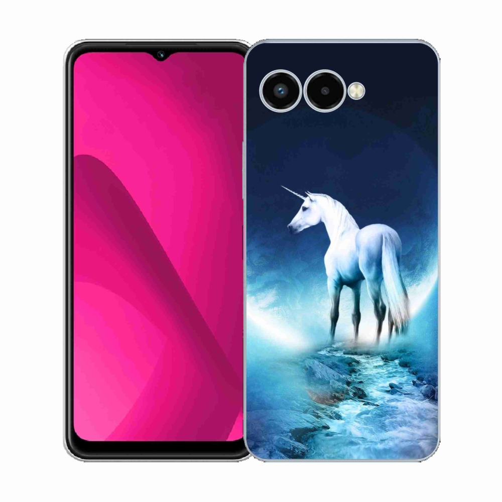 Gélový kryt mmCase na T-Mobile T Phone 3 - biely jednorožec