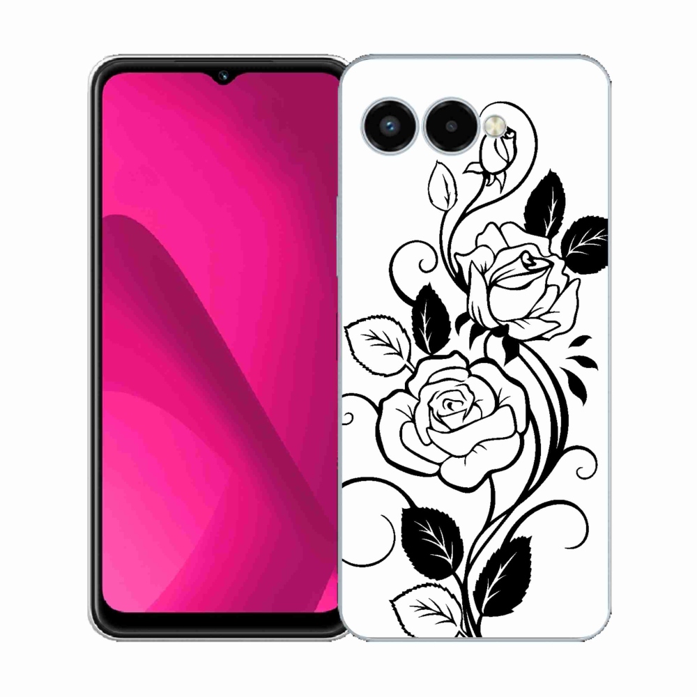 Gélový kryt mmCase na T-Mobile T Phone 3 - čiernobiela ruža