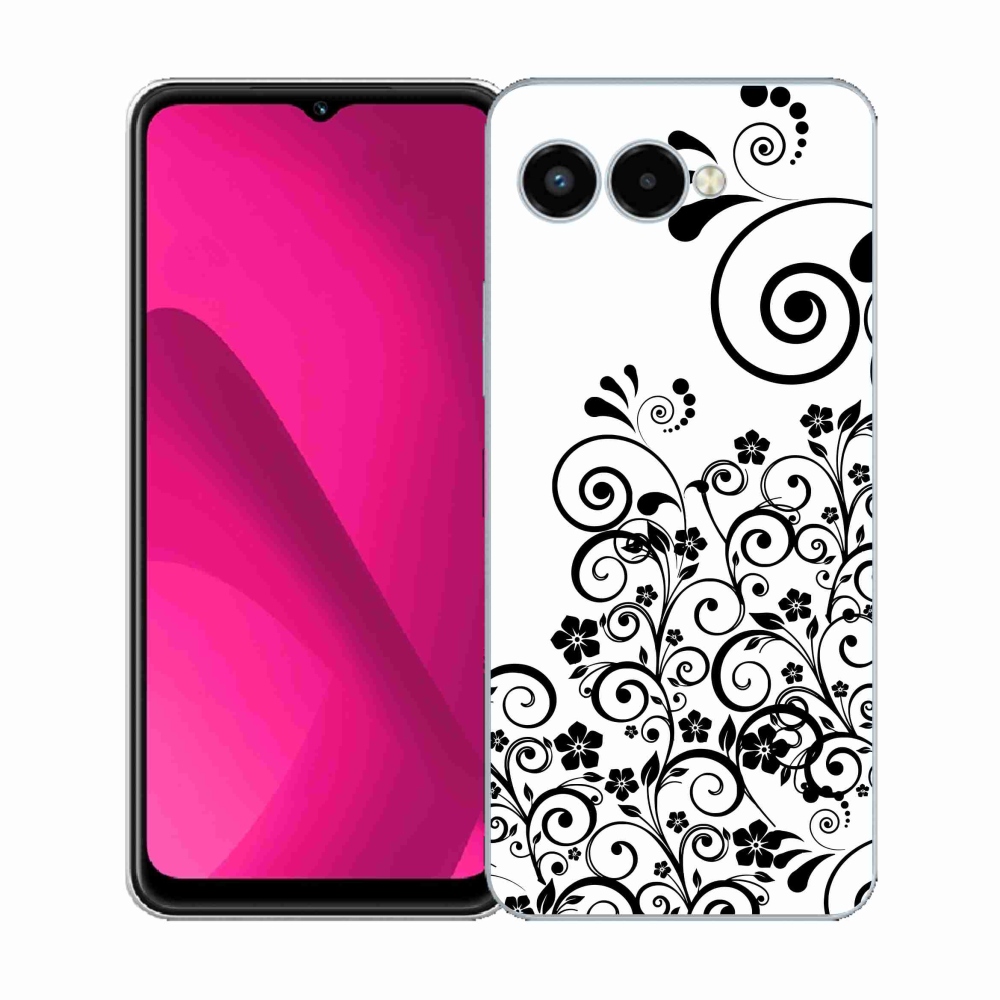 Gélový kryt mmCase na T-Mobile T Phone 3 - čiernobiele kvetinové vzory