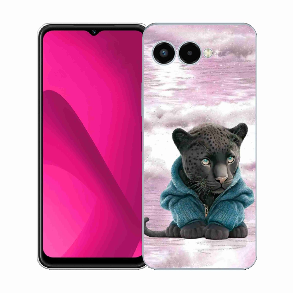 Gélový kryt mmCase na T-Mobile T Phone 3 - čierny panter vo svetri