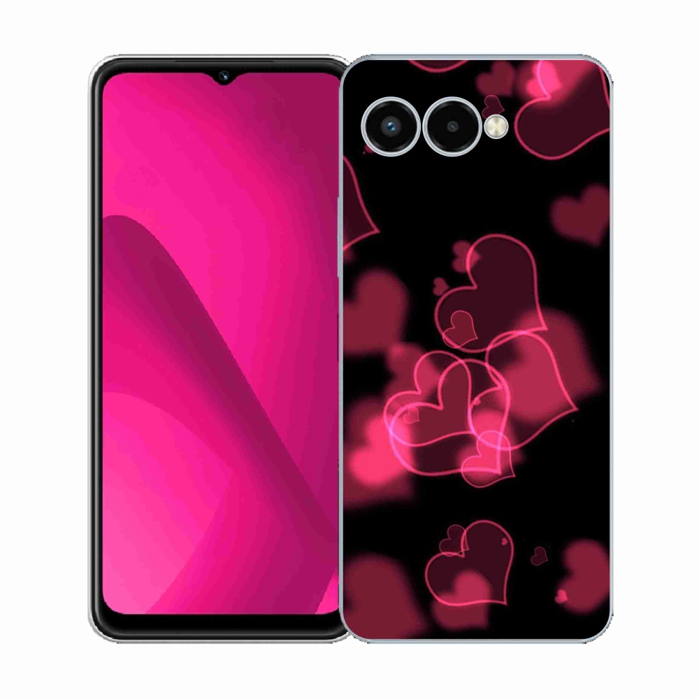 Gélový kryt mmCase na T-Mobile T Phone 3 - červené srdiečka