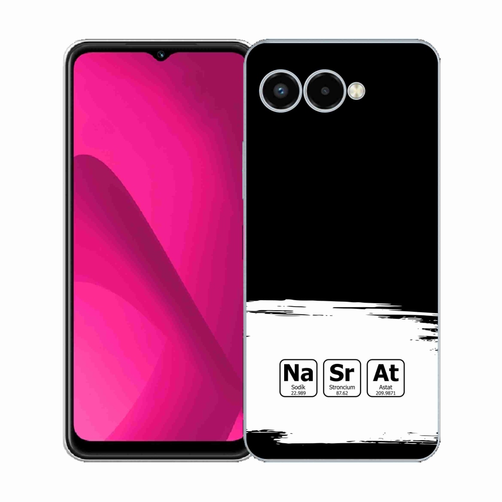 Gélový kryt mmCase na T-Mobile T Phone 3 - chemické prvky bieločierne pozadie