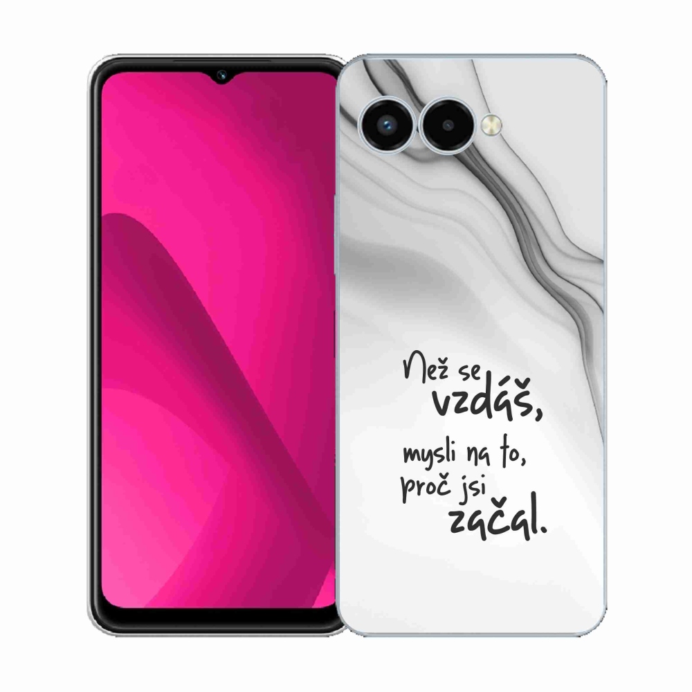 Gélový kryt mmCase na T-Mobile T Phone 3 - citát 2 biele pozadie