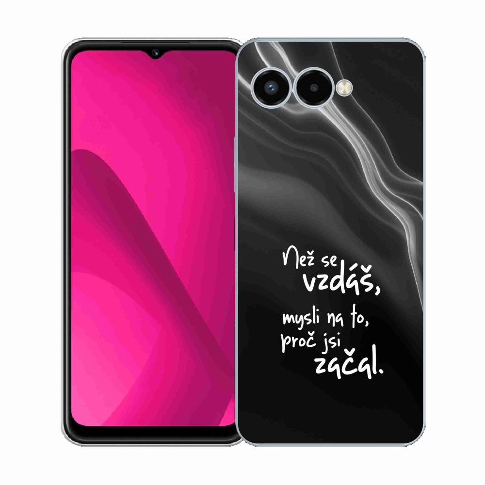 Gélový kryt mmCase na T-Mobile T Phone 3 - citát 2 čierne pozadie