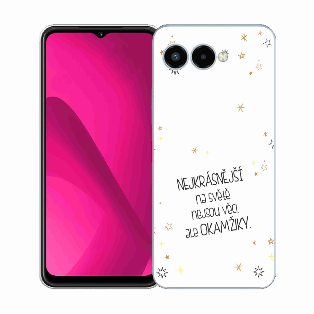 Gélový kryt mmCase na T-Mobile T Phone 3 - citát 4 biele pozadie