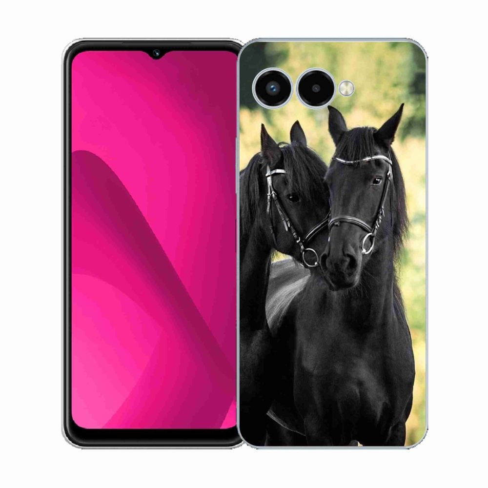 Gélový kryt mmCase na T-Mobile T Phone 3 - dva čierne kone