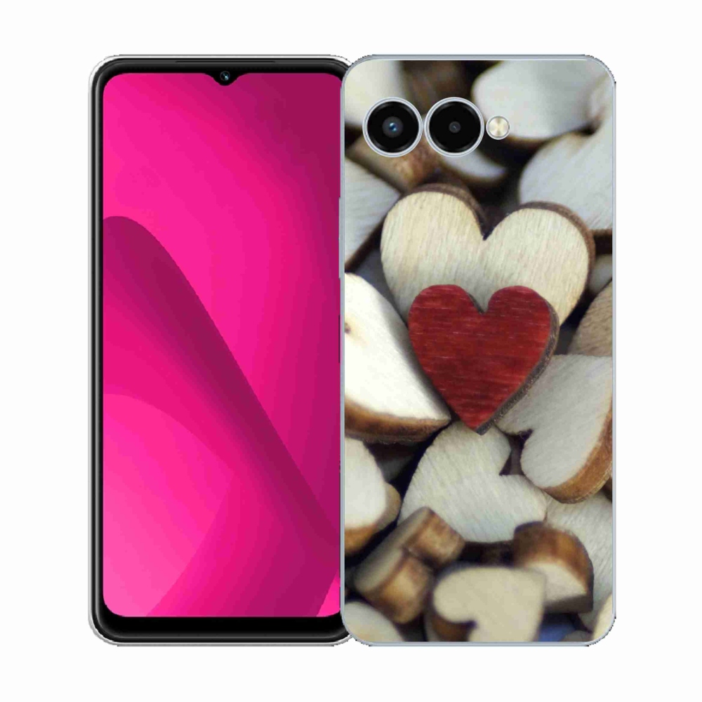 Gélový kryt mmCase na T-Mobile T Phone 3 - gravírované červené srdce