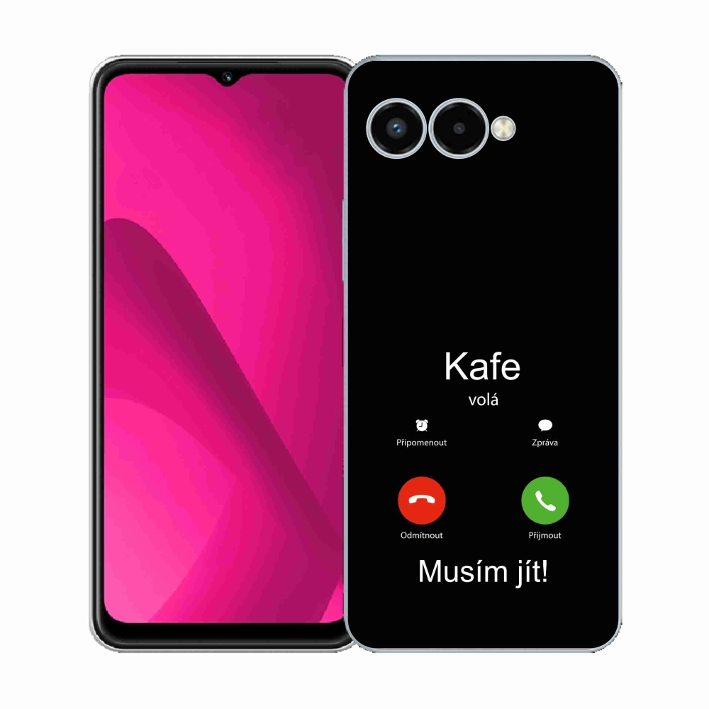 Gélový kryt mmCase na T-Mobile T Phone 3 - káva volá čierne pozadie
