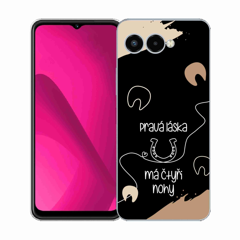 Gélový kryt mmCase na T-Mobile T Phone 3 - konský motív čierne pozadie